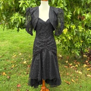 Vintage Nuance Black Lace Dress with Bolero